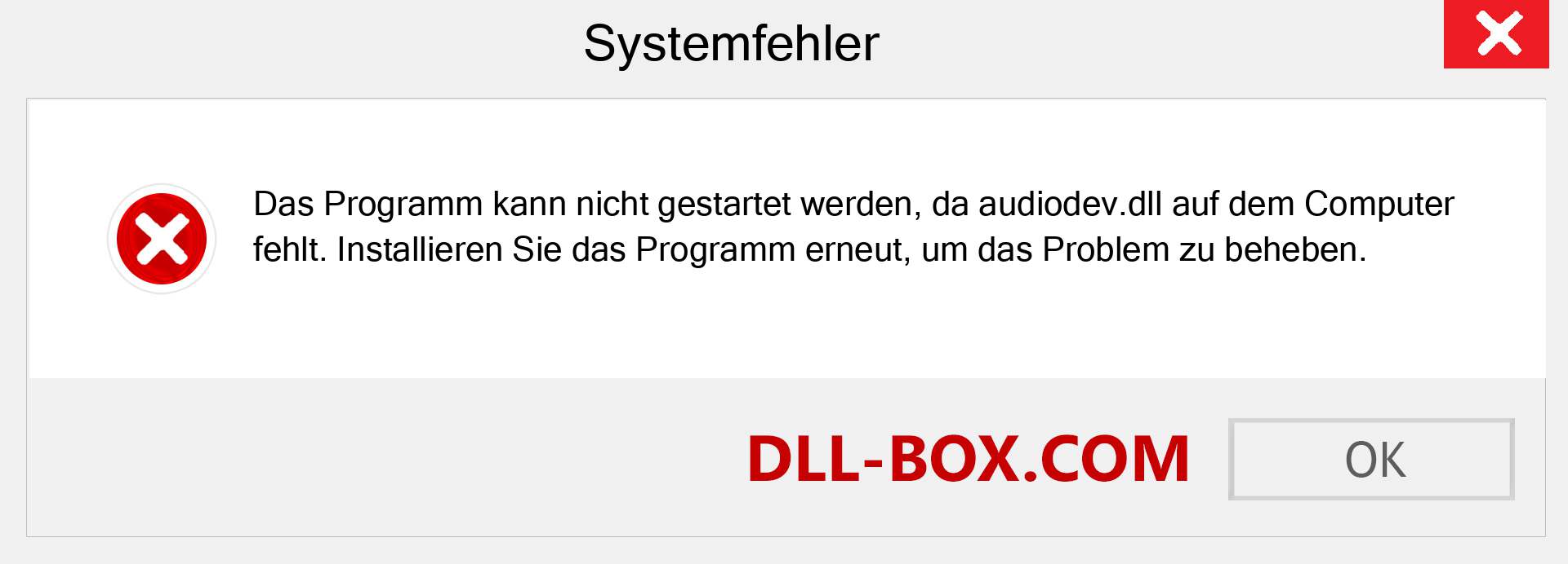 audiodev.dll-Datei fehlt?. Download für Windows 7, 8, 10 - Fix audiodev dll Missing Error unter Windows, Fotos, Bildern