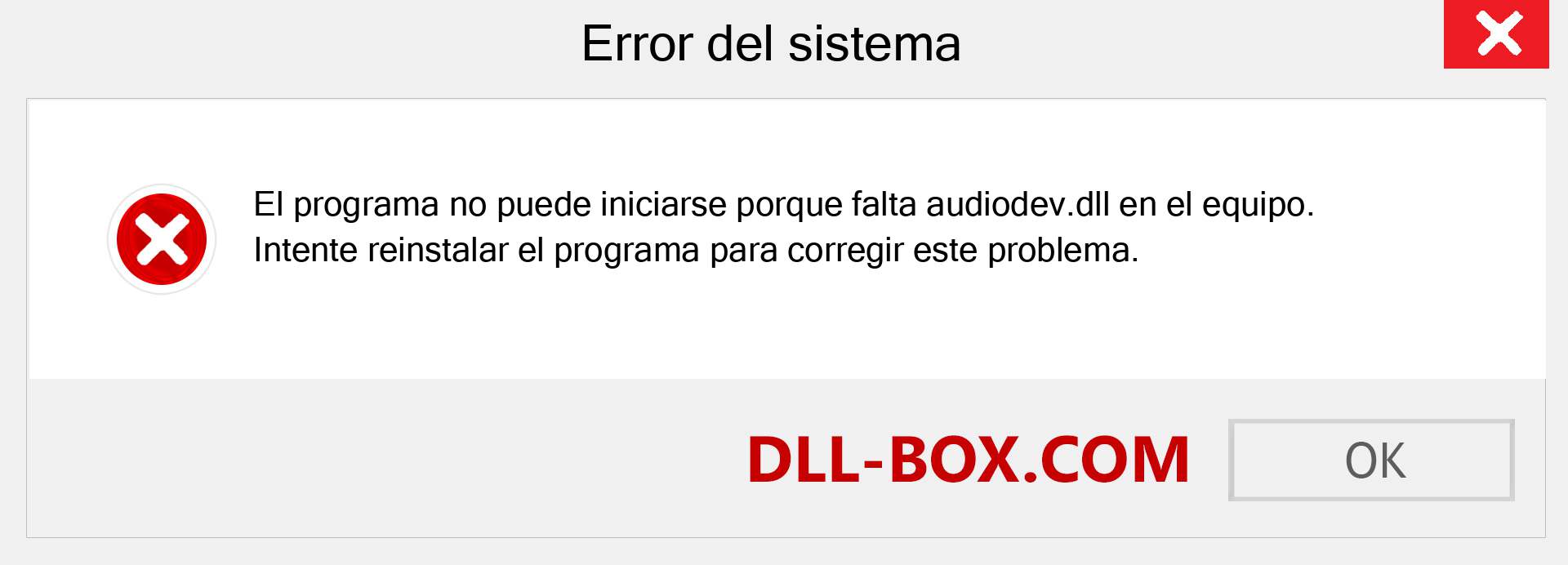 ¿Falta el archivo audiodev.dll ?. Descargar para Windows 7, 8, 10 - Corregir audiodev dll Missing Error en Windows, fotos, imágenes